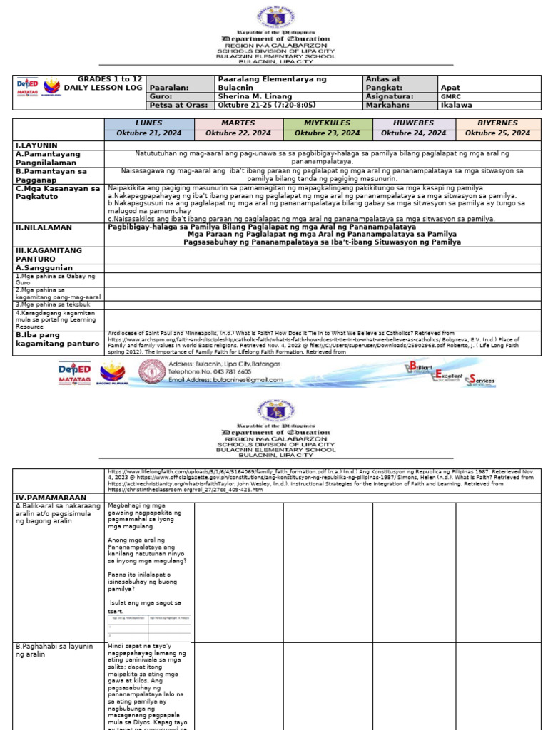 DLL - GMRC Q2 Week 5 | PDF
