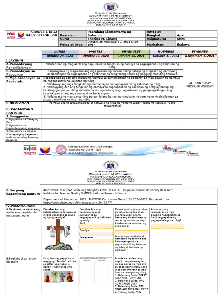 DLL - GMRC Q2 Week 6 | PDF
