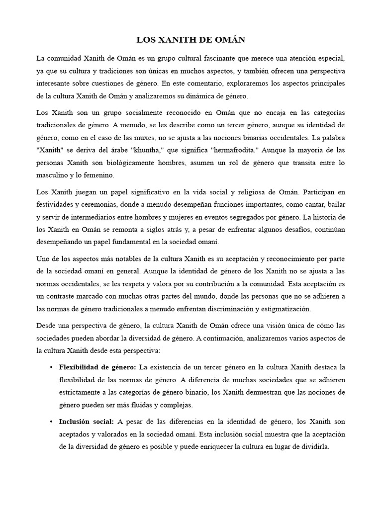 Cultura y Género de los Xanith en Omán | PDF | Género | Estudios de género