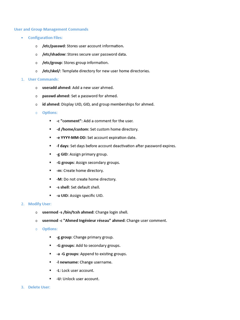 Linux User & Network Commands Guide | PDF | Ip Address | Domain Name System