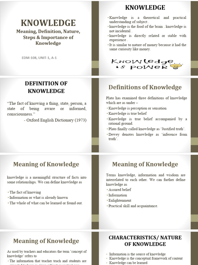 Understanding Knowledge Concepts | PDF | Knowledge | Learning