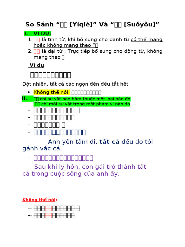 So Sánh 一切 và 所有 | PDF