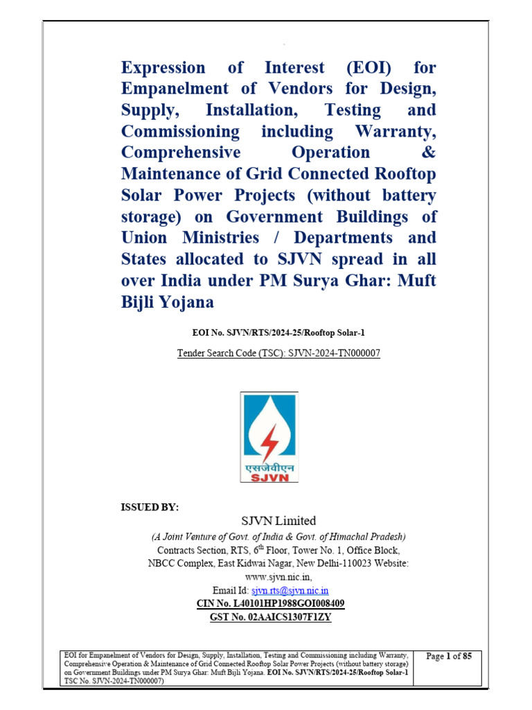 EOI for Rooftop Solar Vendor Empanelment | PDF | Limited Liability ...