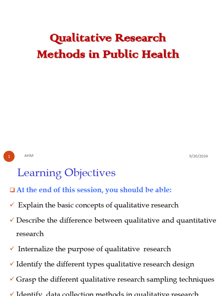 Qualitative Research in Public Health | PDF | Qualitative Research ...