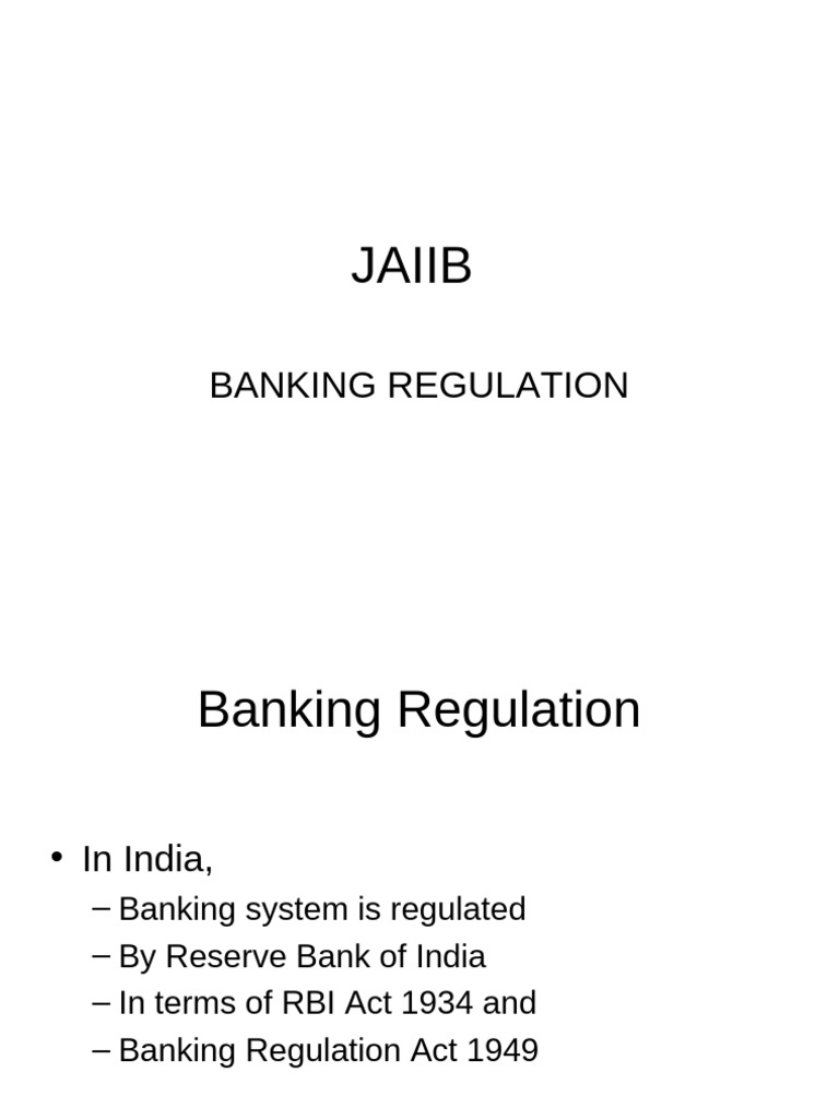 Overview of Banking Regulation in India | PDF | Reserve Bank Of India ...