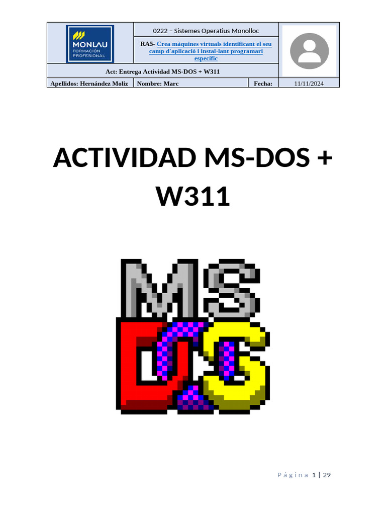 Entrega Actividad MS-DOS + W311 | PDF