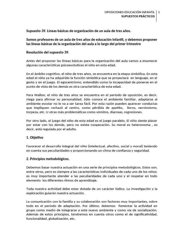 Organización del Aula en Educación Infantil | PDF | Salón de clases ...
