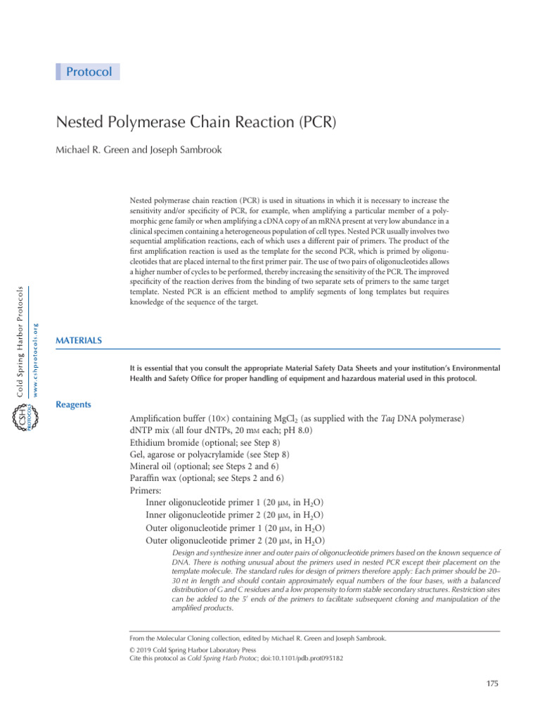 Nested | PDF | Polymerase Chain Reaction | Primer (Molecular Biology)