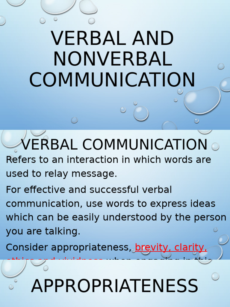 Verbal and Nonverbal Communication | PDF | Nonverbal Communication ...