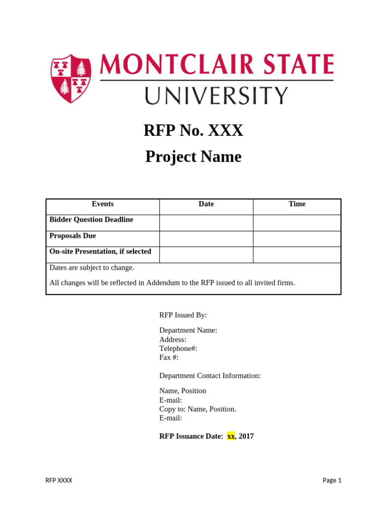 MSU ForgeRock Implementation RFP | PDF | Request For Proposal | Business