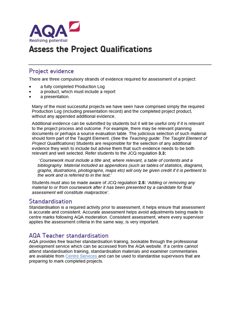Project Qualifications Assessment Guide | PDF | Standardization