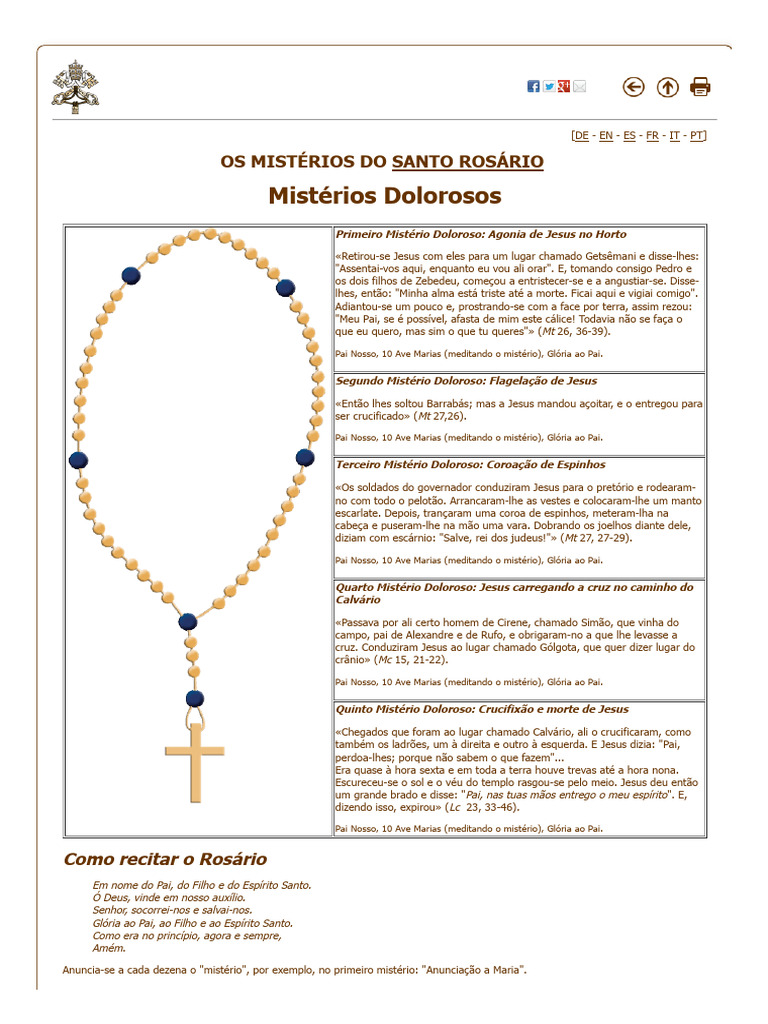 Mistérios Dolorosos do Santo Rosário | PDF | Rosário