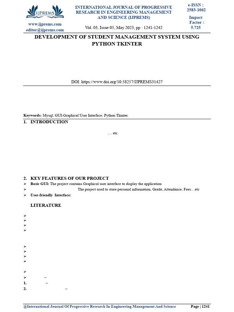 Student Management System with Python Tkinter | PDF | Databases | Usability