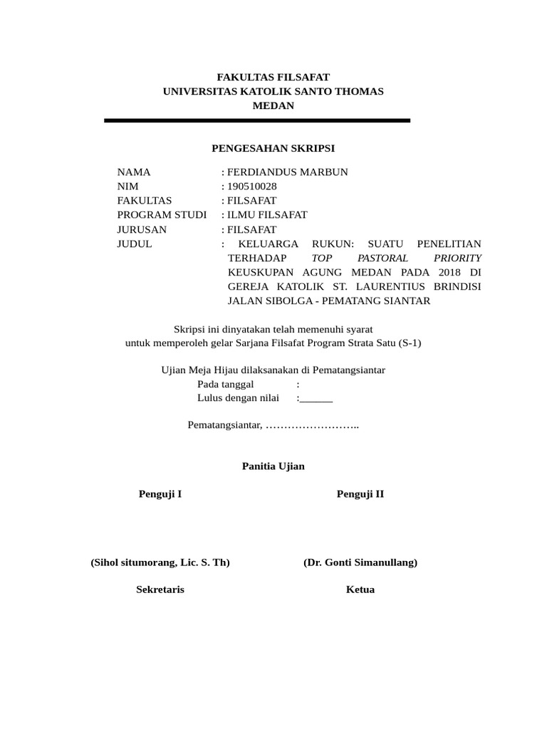 Lembar Pengesahan Skripsi | PDF