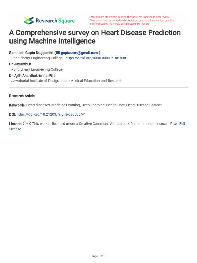 A Comprehensive Survey On Heart Disease Prediction | PDF | Machine ...