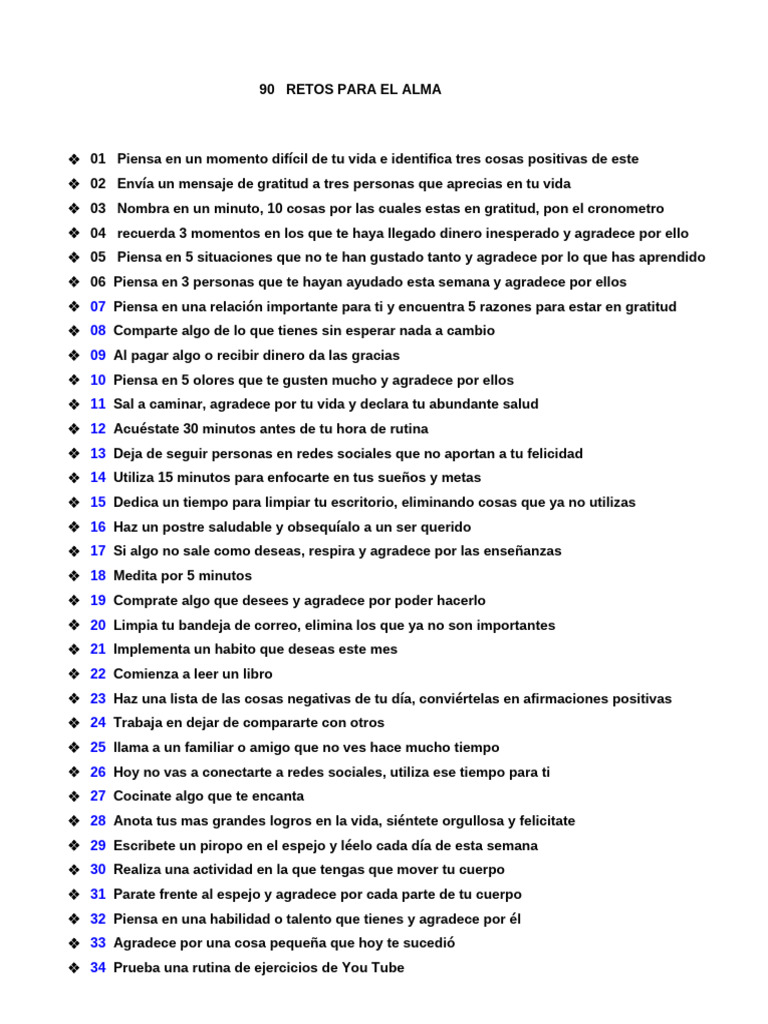 90 Retos para el Alma y la Gratitud | PDF | Gratitud
