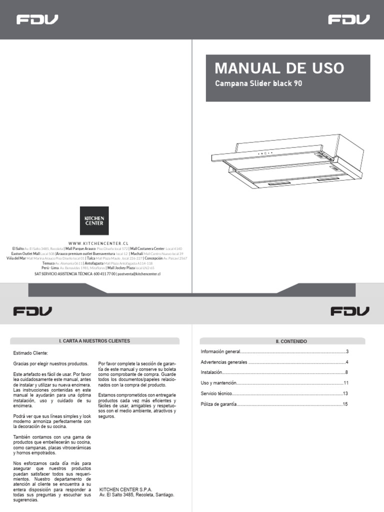 Manual de Uso Campana Slider Black 90 | PDF | Estufa de cocina | Cambiar