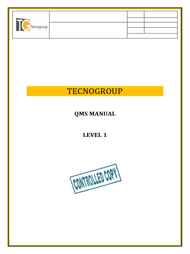 TECNOGROUP QMS Manual Overview | PDF | Quality Management | Quality ...