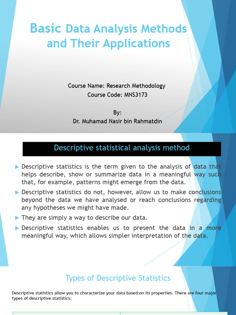 MNS3173 - Chapter 8 - Types of Data Analysis Methods | PDF | Statistics ...