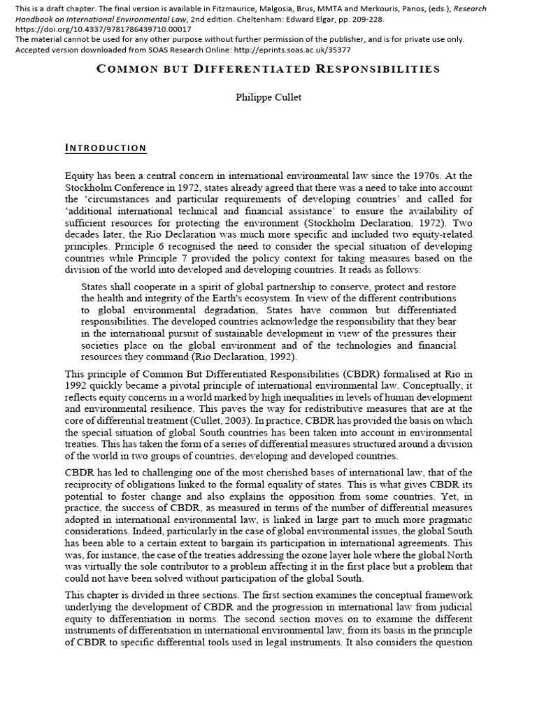 Understanding Common But Differentiated Responsibilities | PDF ...