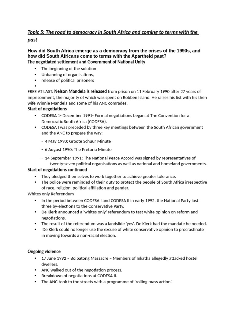 South Africa's Path to Democracy 1990-1994 | PDF | Politics Of South ...