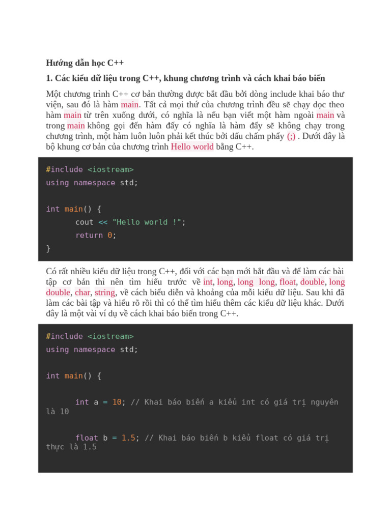 Hướng dẫn học C++ | PDF