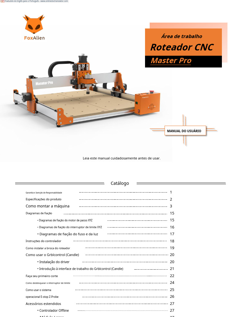 Manual do Usuário: Master Pro CNC | PDF | USB | Microsoft Windows
