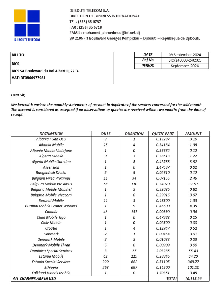 International Telecom Billing | PDF | Telecommunications