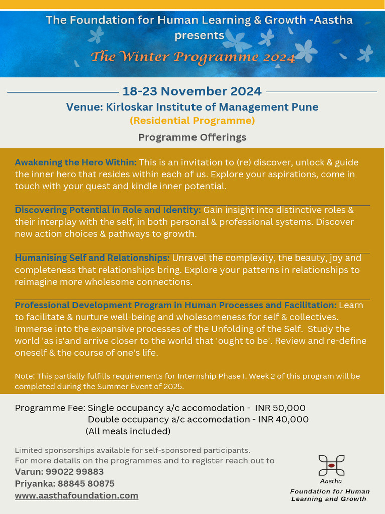 Aastha Foundation - Winter Programme One-Pager | PDF | Science ...