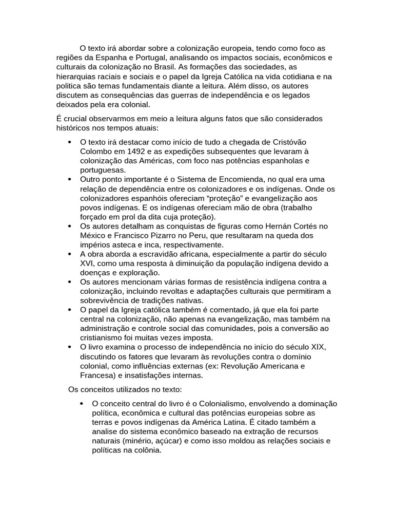 A America Latina Na Época Colonial | PDF | Povos indígenas | Colonização