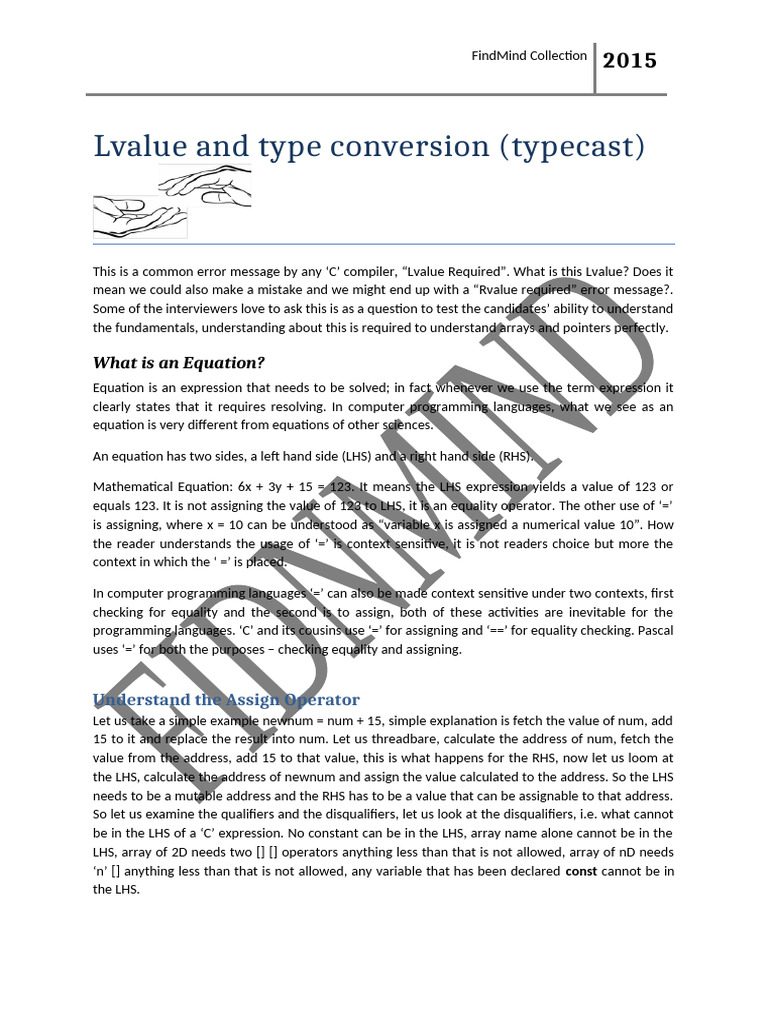 Understanding Lvalue in C Programming | PDF | Computing | Computer ...