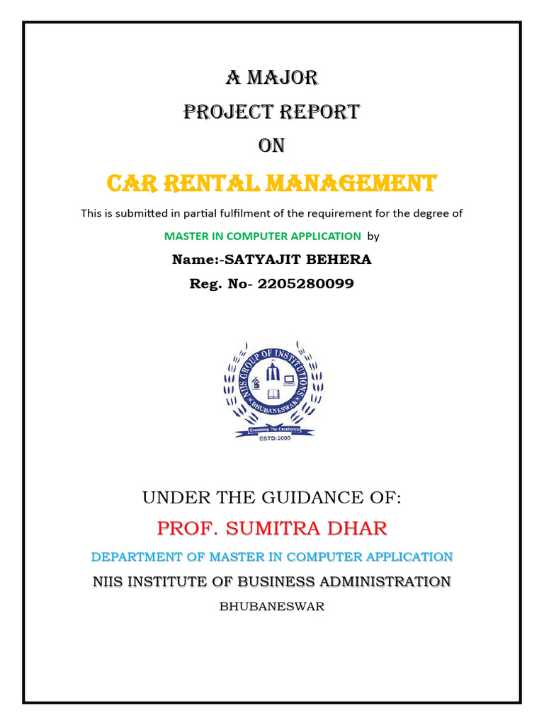 Car Rental Management Project Report | PDF | World Wide Web | Internet ...