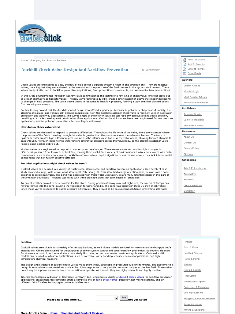 Tideflex - Duck Bill Check Valve | PDF | Valve | Hydrology