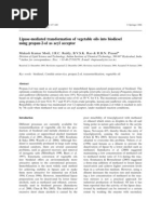 Lipase-Mediated Transformation of Vegetable Oils Into Biodiesel Using Propan-2-Ol As Acyl Acceptor