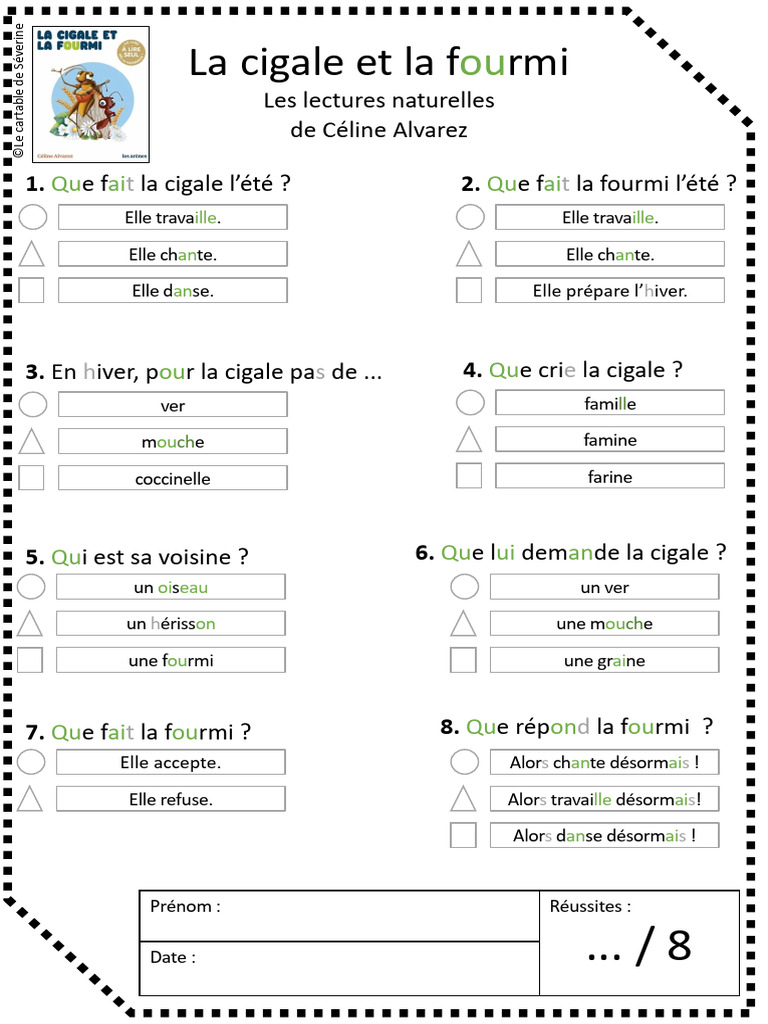 Fable La Cigale Et La Fourmi PDF Th orie checs checs