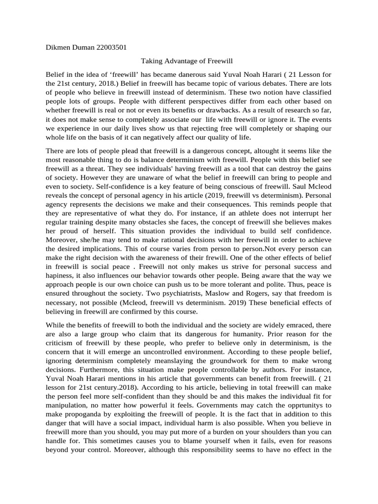 Balancing Freewill and Determinism | PDF | Free Will | Determinism
