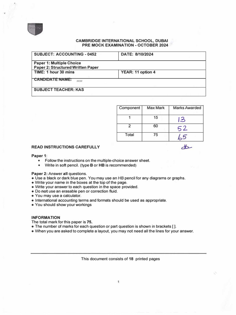 Accounting Paper | PDF