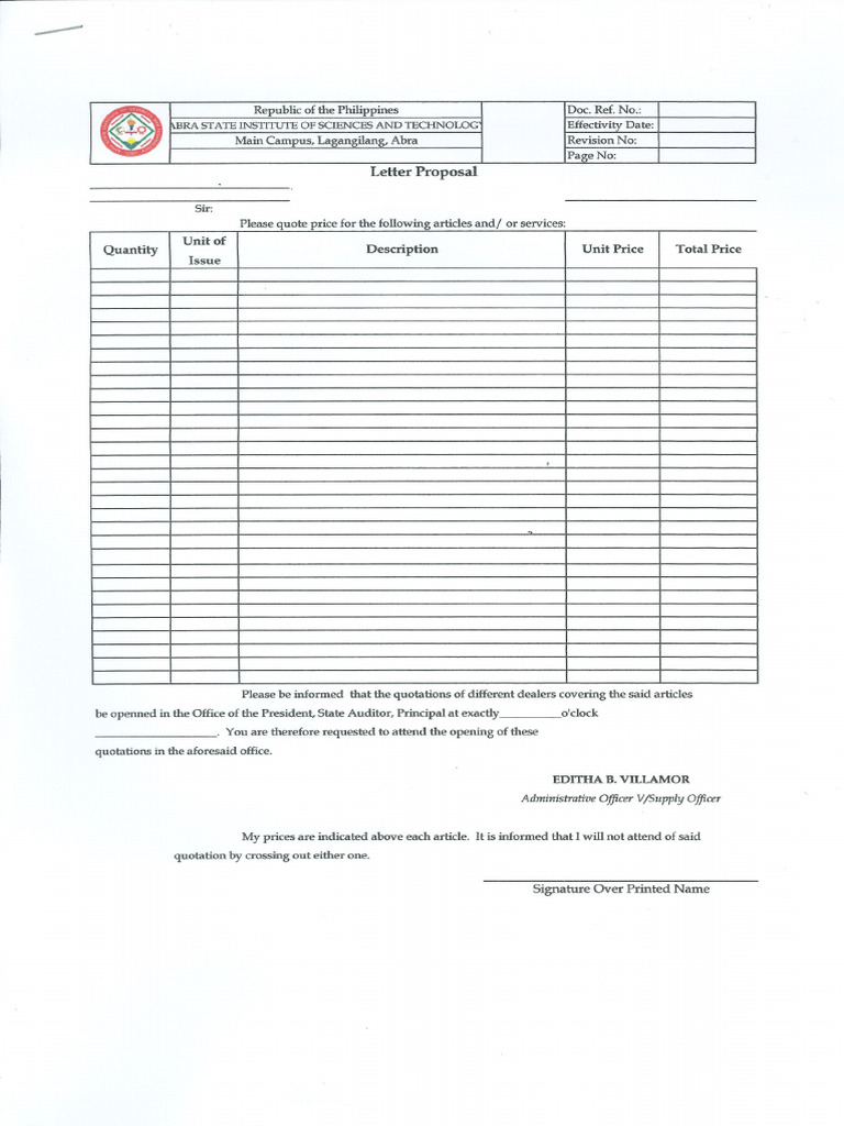 Canvass Form | PDF