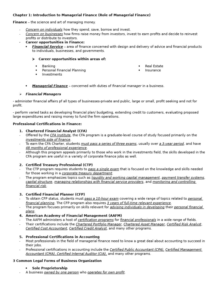 Introduction to Managerial Finance | PDF | Partnership | Stocks