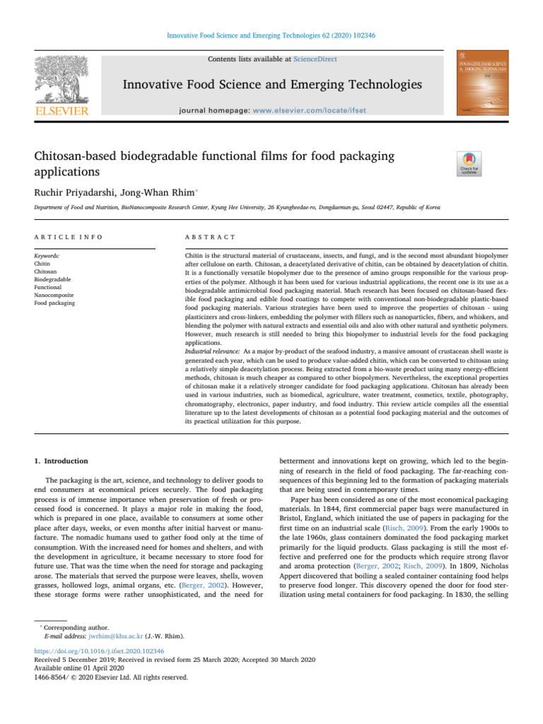 Biodegradable Films for Food Packaging | PDF | Biopolymer | Hydrolysis