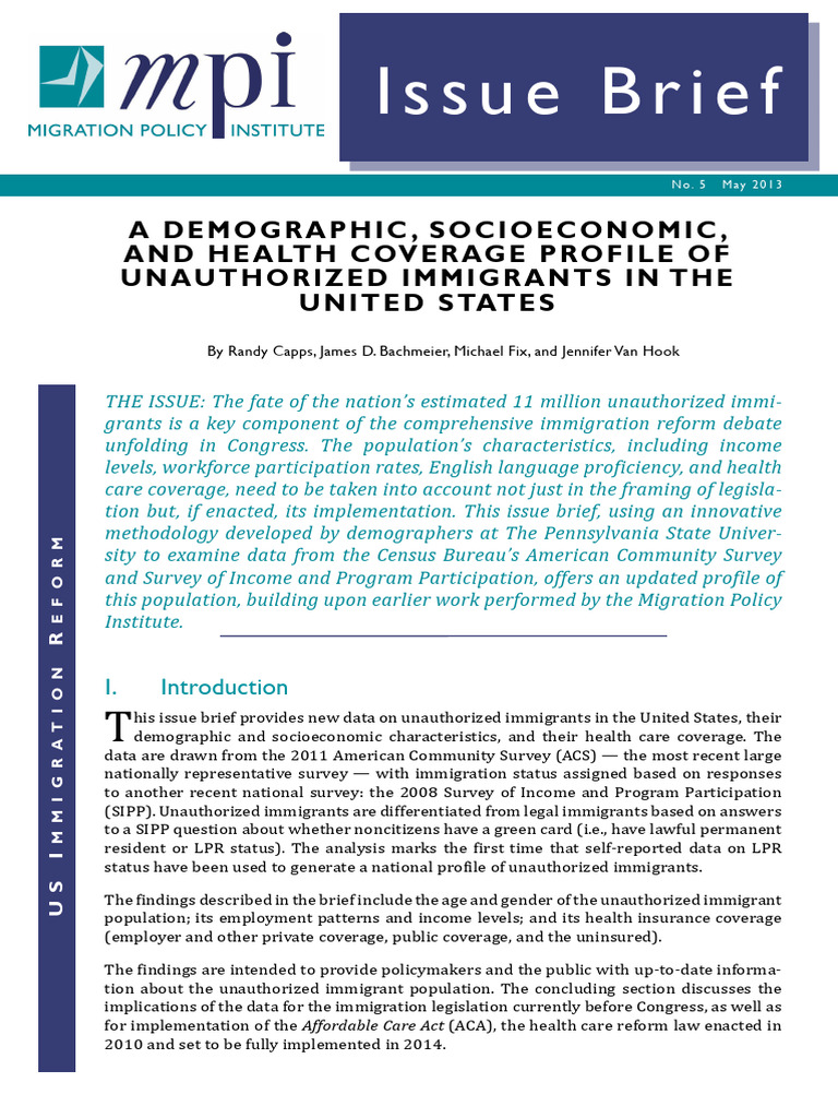 Capps - A Demographic, Socioeconomic, and Health Coverage | PDF ...