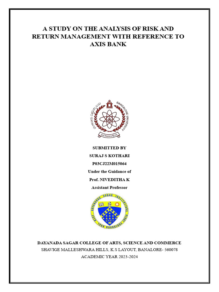 Axis Project Pdf Financial Risk Risk