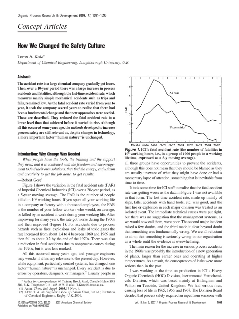 Concept Articles: How We Changed The Safety Culture | PDF | Risk