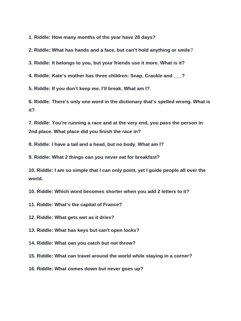 Today's Fun Riddles Collection | PDF