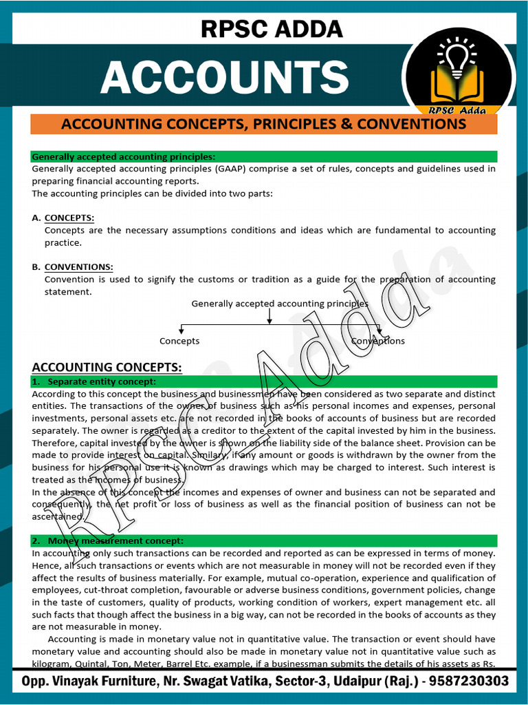 Accounting Concepts and Principles Explained | PDF | Debits And Credits ...