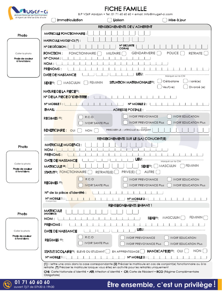 Dossier Familial et Matricule MUGEF-CI | PDF