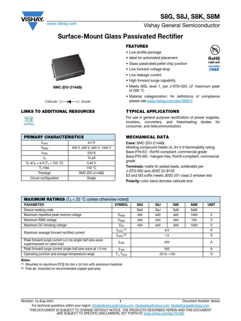 s8g s8j s8k s8m | PDF | Rectifier | Diode