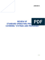 Review of Standard Operating Procedure Covering Systems and Processes'