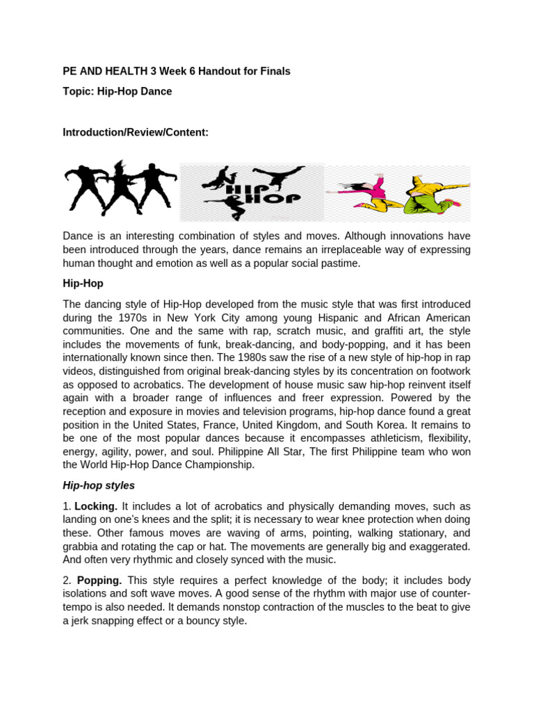 Hip-Hop Dance Styles Overview | PDF | Dances | Hip Hop Music