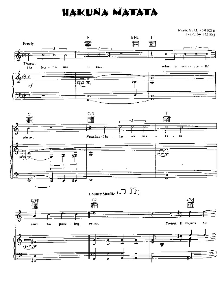Hakuna Matata Piano 2 | PDF
